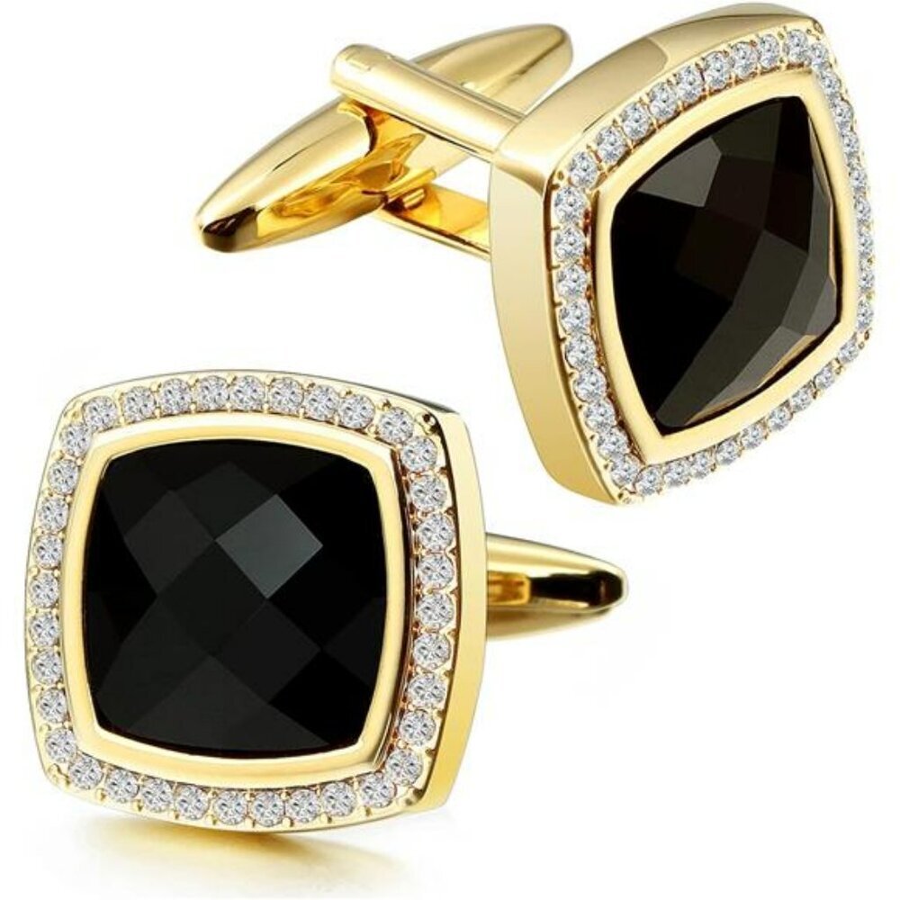 Hawson Gold Crystal Cufflinks Mens Wedding Business Formal Shirt Accessories